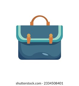 Diseño de la ilustración de la maleta de la escuela de maletín plano, vector de estilo de dibujos animados