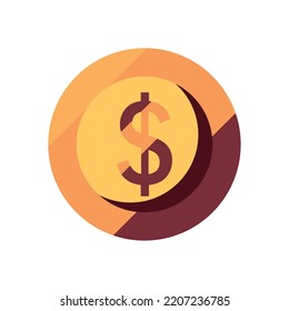 flat bright coin over white