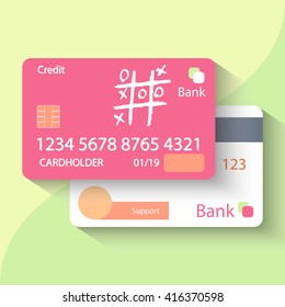 flat and bright credit card with tic tac toe
