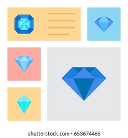 Flat Brilliant Set Of Gemstone, Brilliant, Carat And Other Vector Objects. Also Includes Treasure, Brilliant, Jewel Elements.