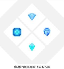 Flat Brilliant Set Of Karat, Brilliant, Gem And Other Vector Objects. Also Includes Gemstone, Gem, Karat Elements.