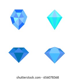 Flat Brilliant Set Of Treasure, Gemstone, Carat And Other Vector Objects. Also Includes Gem, Brilliant, Carat Elements.