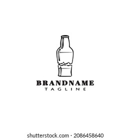 flat broken bottle cartoon logo icon design template black modern isolated vector illustration