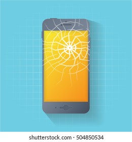 flat broken dark smart phone