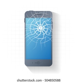 flat broken dark smart phone