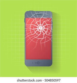 flat broken dark smart phone