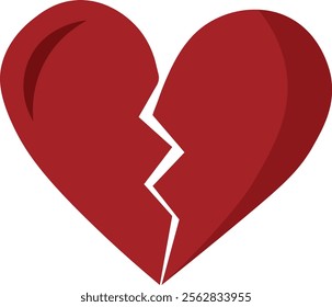 Flat Broken Heart Red Vector Illustration