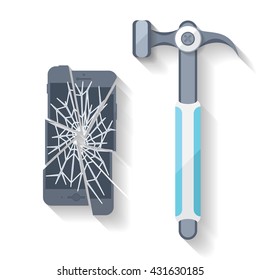 flat broken smart phone