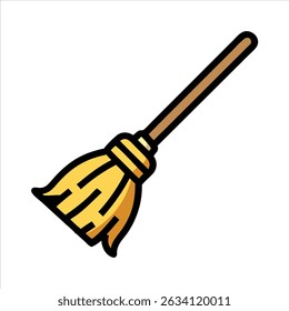Flat broom icon modern illustration design concept isolated