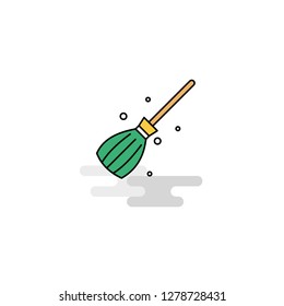 Flat Broom Icon. Vector