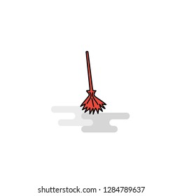 Flat Broom  Icon. Vector