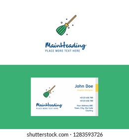 Flat Broom Logo and Visiting Card Template. Busienss Concept Logo Design