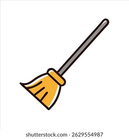Flat broom object icon design concept isolated