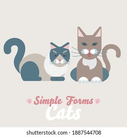 Flat brown cats isolated vector. Cartoon illustration domestic brown cats logo icon. Art symbol smiling fun adorable pets. Sign flat style portrait silhouette modern abstract friendly brown cute cat