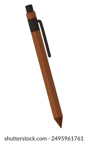 Flat brown pen icon isolated on white background.