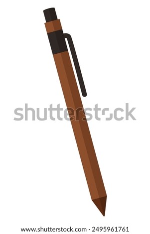 Flat brown pen icon isolated on white background.