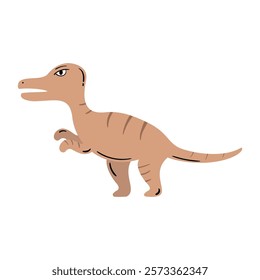 Flat brown velociraptor vector illustration