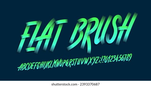 Flat Brush alphabet font. Brush stroke letters and numbers. Hand written vector typescript for your design.