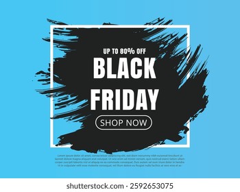 Flat brush blue color black friday background