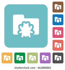Flat bug folder icons on rounded square color backgrounds.