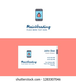 Flat Bug on a smartphone  Logo and Visiting Card Template. Busienss Concept Logo Design
