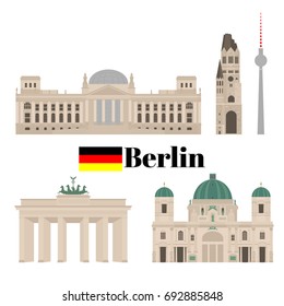 Flat building of Berlin, travel icon landmarks in Germany. City architecture.