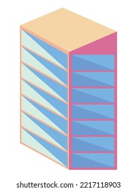 fachada de edificio plano estilo icono aislado
