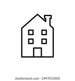 flat building icon house building illustration outline style