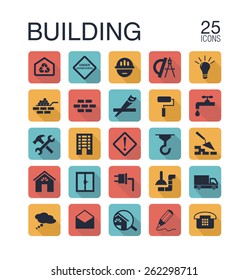 Flat building icons for web. Vector illustration