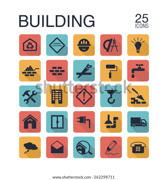 Flat building\
icons for web. Vector\
illustration