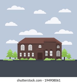 Flat building illustration