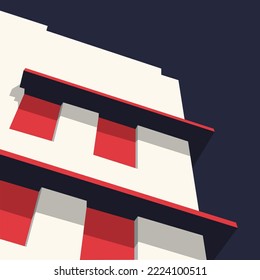 Flat building illustration. Minimalist building design. Vector illustration