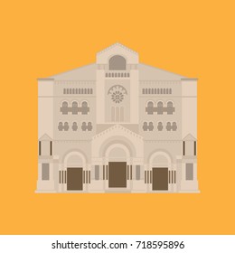 Flat building of Monaco travel icon landmark in Monte Carlo, city architecture. Saint Nicholas cathedral European world travel sightseeing vacation vector