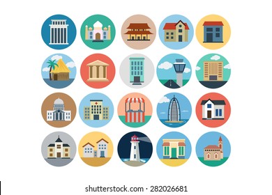 Flat Buildings Vector Icons 3