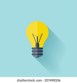 Flat bulb. Education concept background. Success achievement.