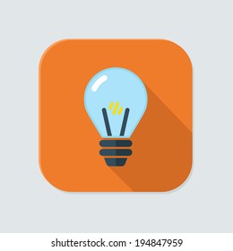 Flat bulb icon for application on grey background
