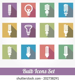 Flat bulb idea Icon with shadow.
