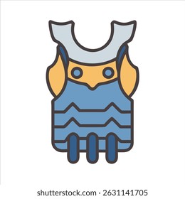 Flat bullet proof vest object icon design concept isolated