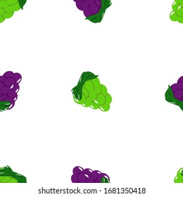 flat bunches of grapes folded in a seamless pattern, for printing on fabric, on the cover, on the tile in the kitchen, isolated on a white yellow background