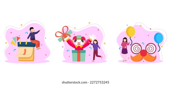 Flat Bundle April Fools Design Illustration