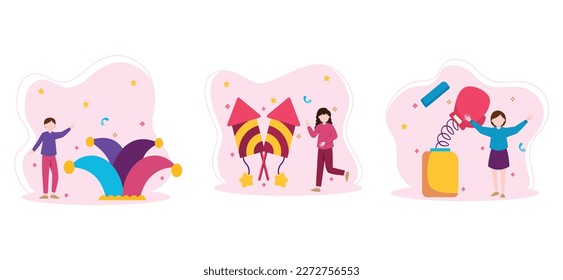 Flat Bundle April Fools Design Illustration