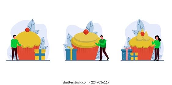 Flat Bundle Birthday Design Illustration
