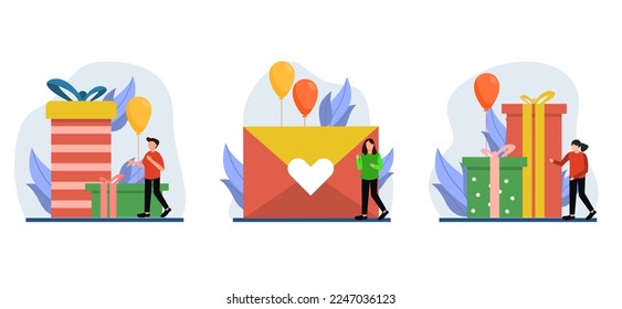 Flat Bundle Birthday Design Illustration