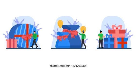 Flat Bundle Birthday Design Illustration