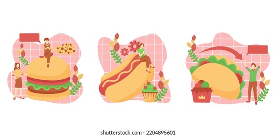 Flat Bundle Cafe Bread Menu Design Illustration
