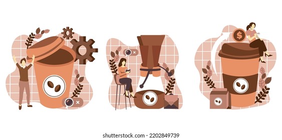 Flaches Paket Cafe Coffee Cup Design Illustration