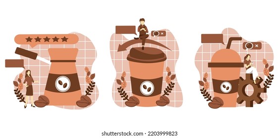 Flat Bundle Cafe Sweet Coffee Design Illustration
