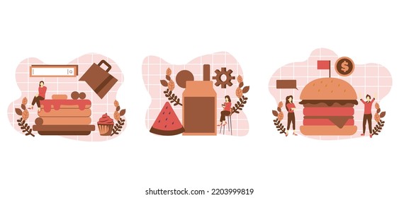 Flat Bundle Cafe Sweet Menu Design Illustration