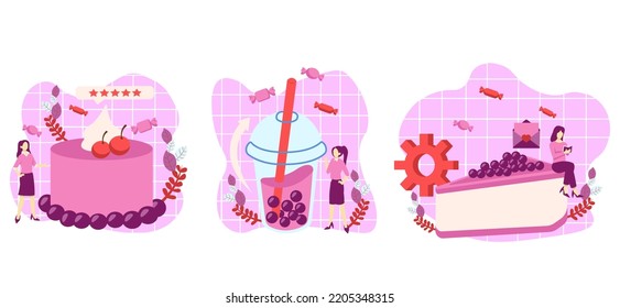 Cafe Plano Café Dulce Diseño Rosa Ilustración