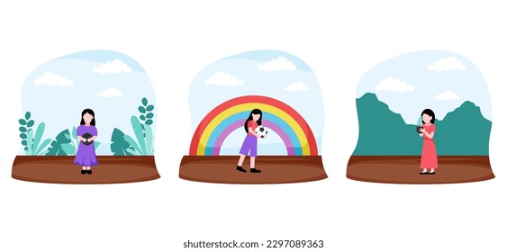 Flat Bundle Children's Day Design Illustration